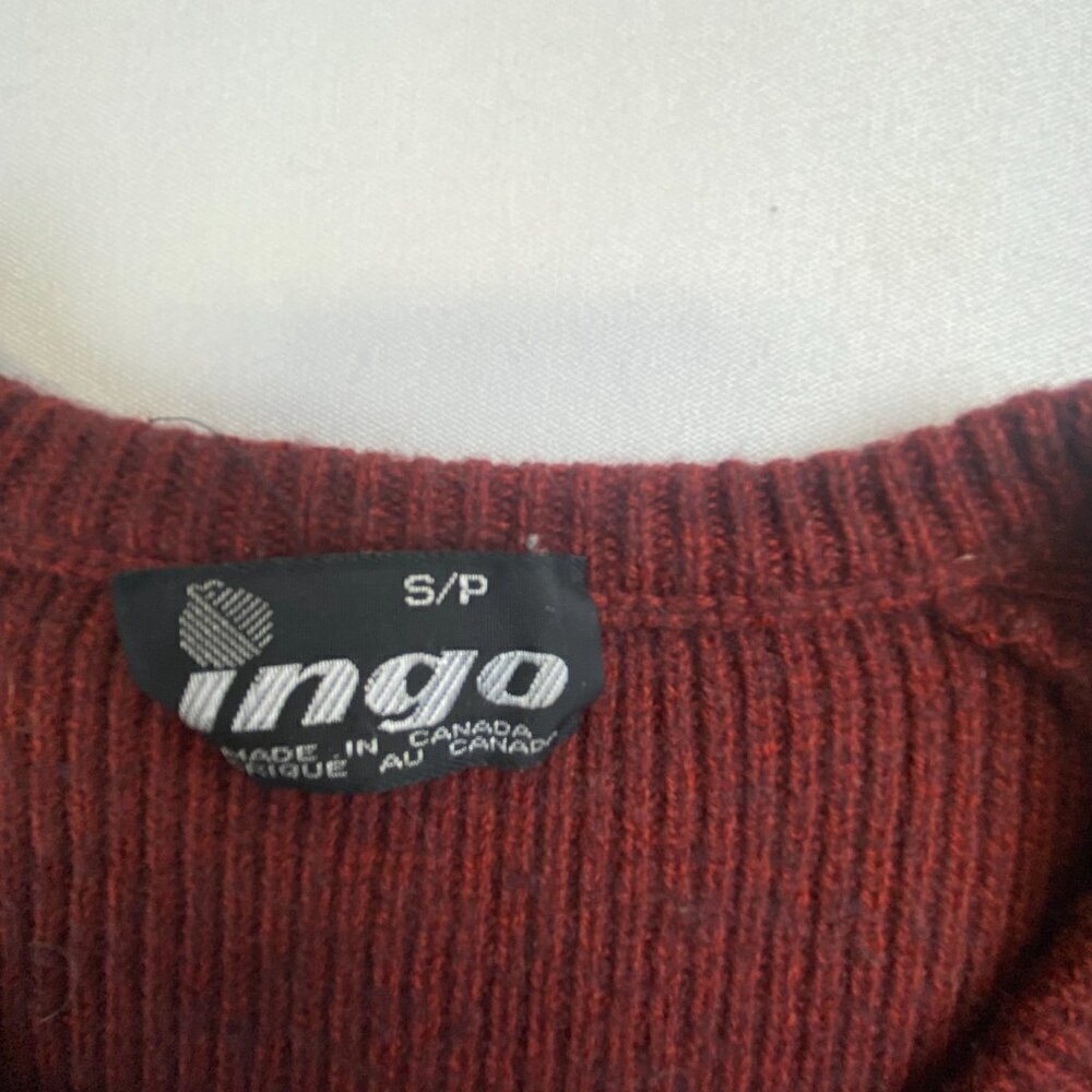 Vintage Ingo Sweater Wool Blend Classic V-Neck Long Sleeves Maroon Men’s Small - Picture 4 of 12